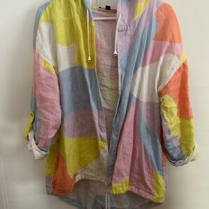 100% Linen Colorful Hooded Jacket